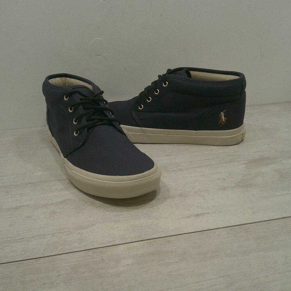 Polo Ralph Lauren Men's Keaton Chukka Sneakers True Navy Blue Canvas Size 11.5